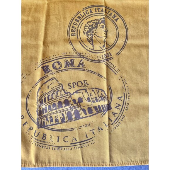 Taste Of Italy Apron With Italian Landmarks Print Cotton Yellow Gray - Picture 6 of 7